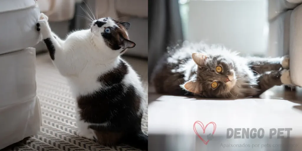 Gato arranhando móveis