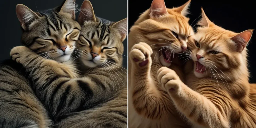 gatos brigando ou brincando