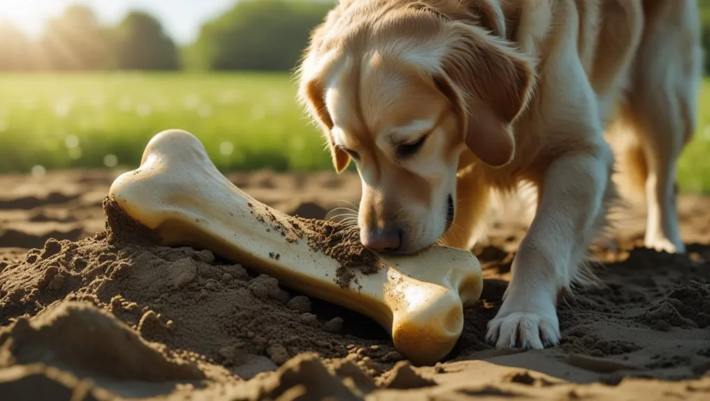 Cão Enterrando Um Osso