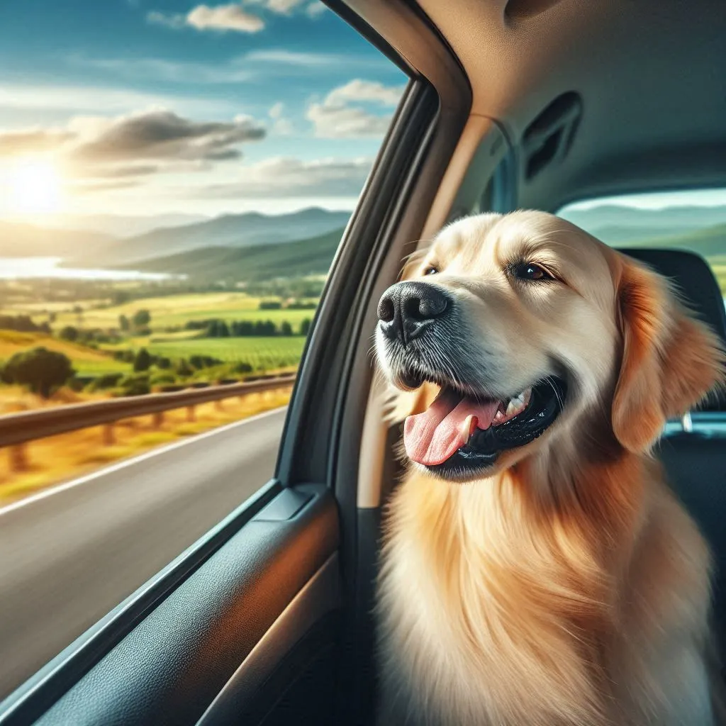 Cão Sentado Em Um Carro