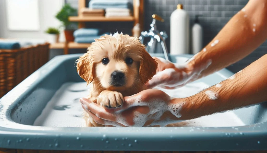 Cão Tomando Banho