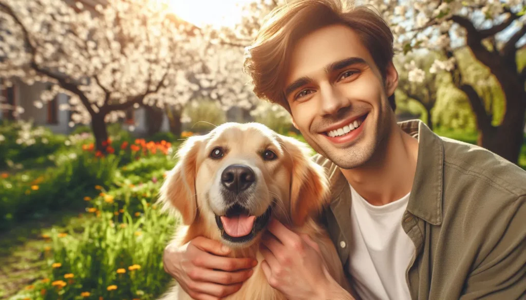 Dono Comportando O Seu cão