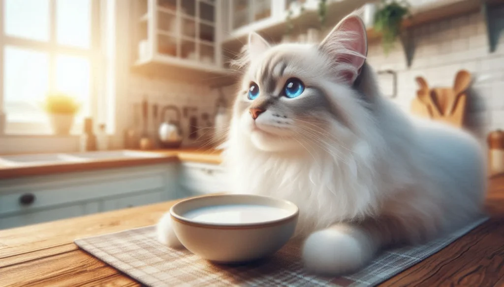 Gato Bebendo Leite